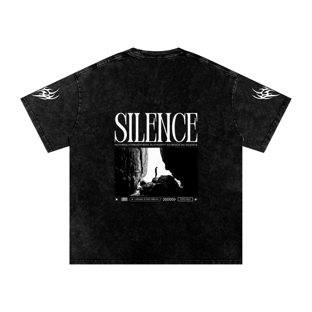 Silence Snow Washed Oversized Cotton T-Shirt