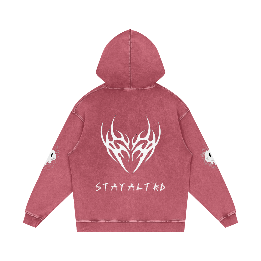 Not Human Snow Washed Loose Cotton Hoodie