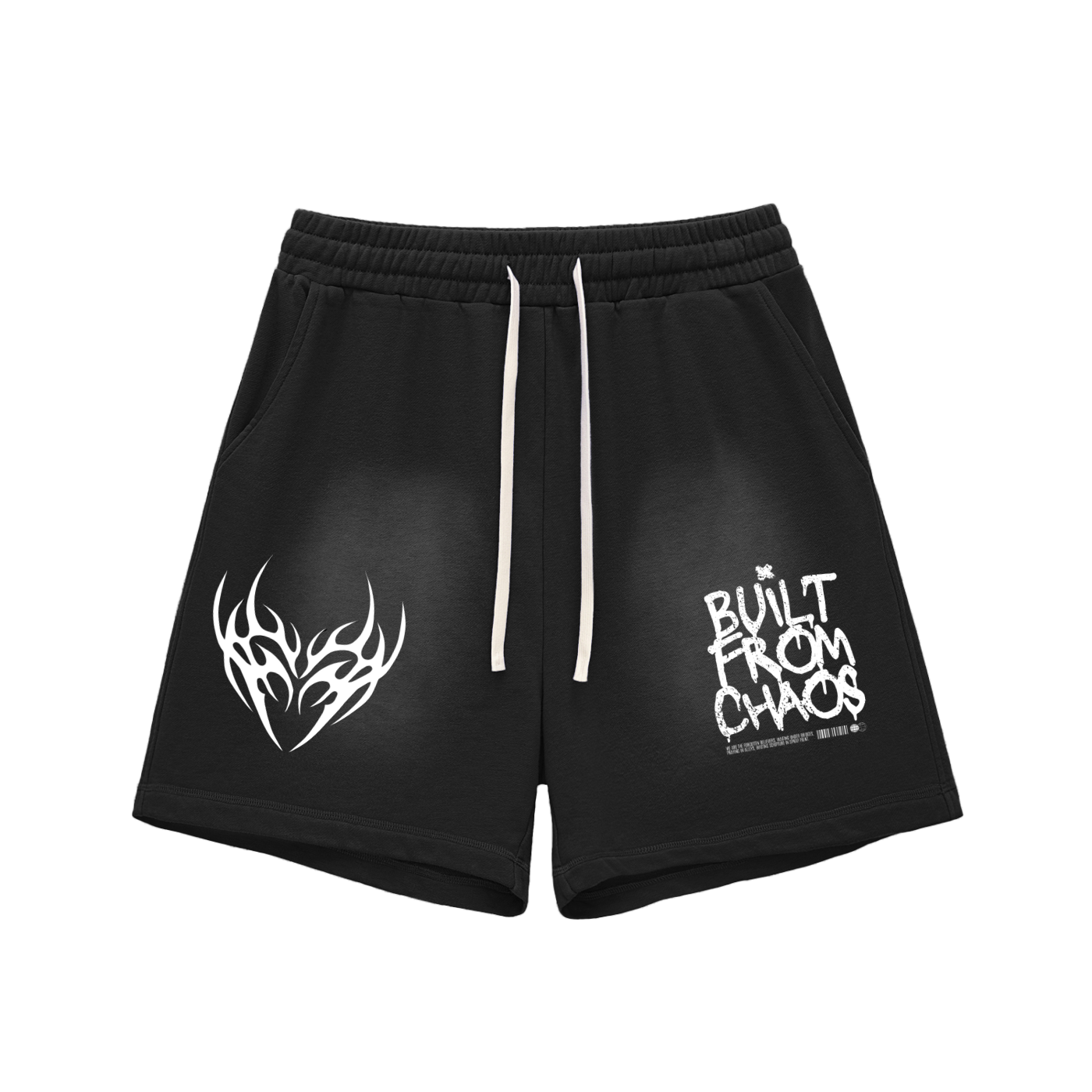 Chaos Sun Fade Raw Edge Cotton Shorts
