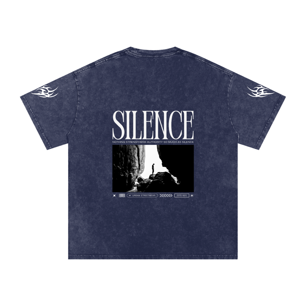 Silence Snow Washed Oversized Cotton T-Shirt