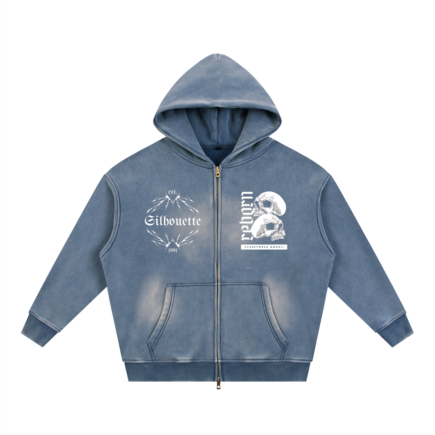 Illusion Sunfade Two-way Zipper Boxy Fleece Hoodie