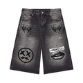 Punk Men’s Vintage Wash Wide Leg Denim Shorts