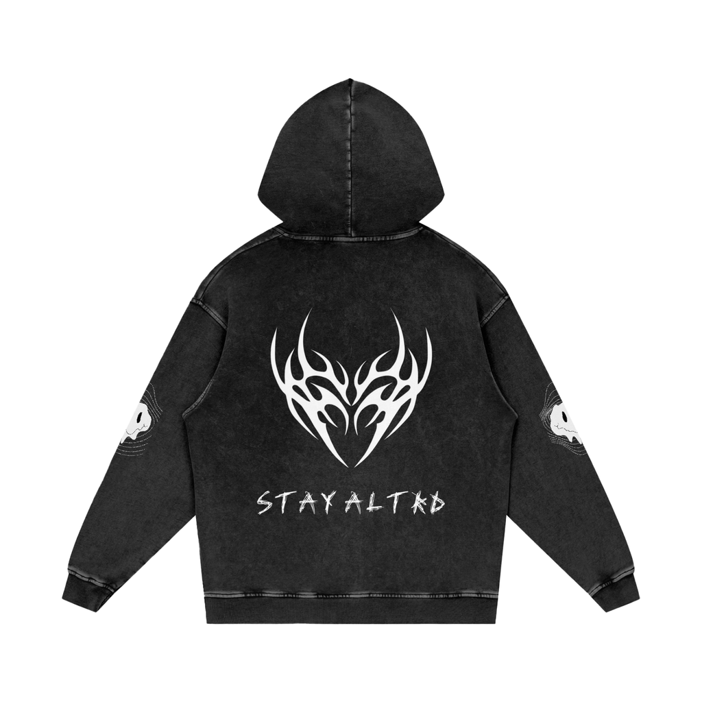 Not Human Snow Washed Loose Cotton Hoodie