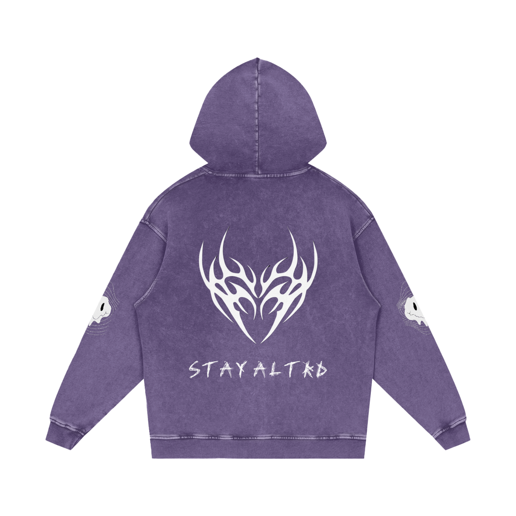 Not Human Snow Washed Loose Cotton Hoodie