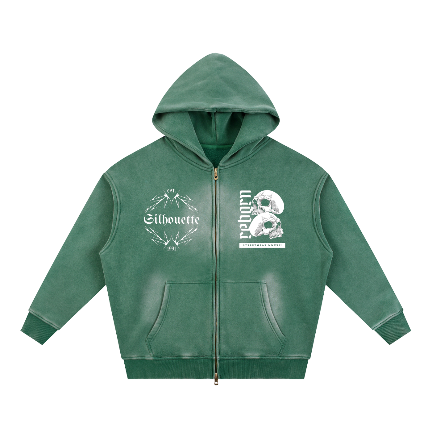 Illusion Sunfade Two-way Zipper Boxy Fleece Hoodie