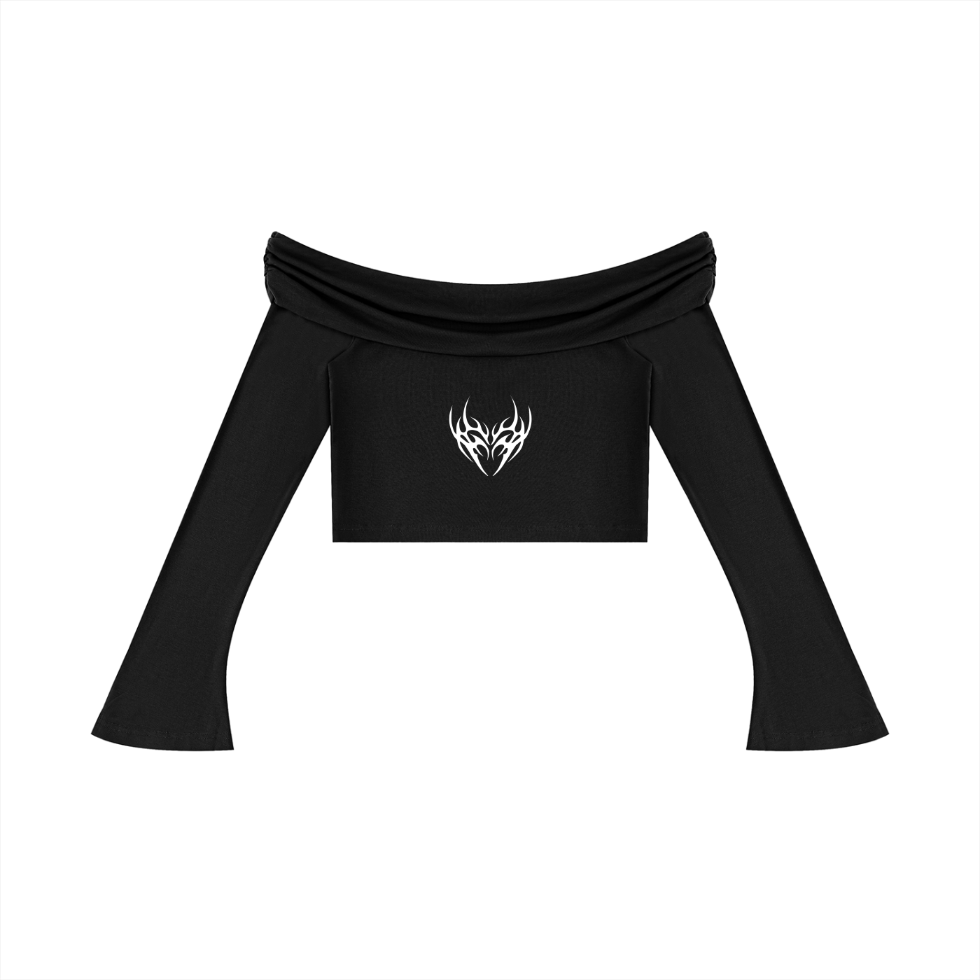 Women's Off-the-Shoulder Bell Sleeve Crop T-Shirt