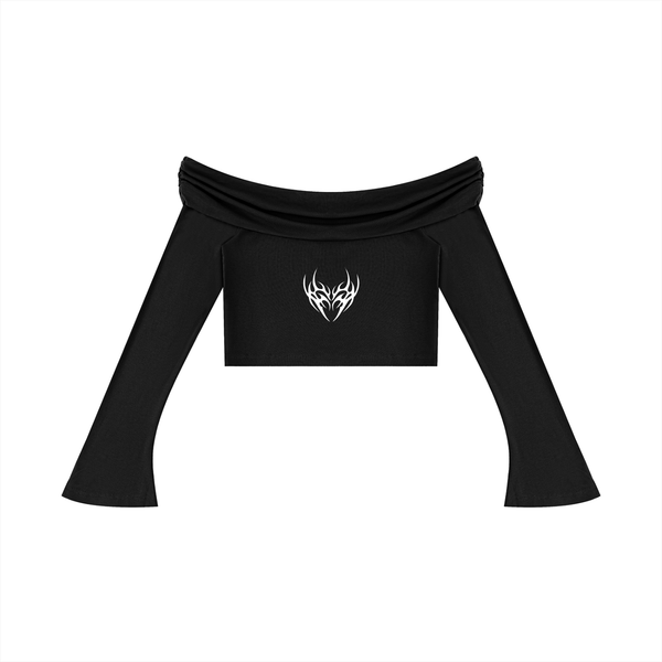 Women's Off-the-Shoulder Bell Sleeve Crop T-Shirt