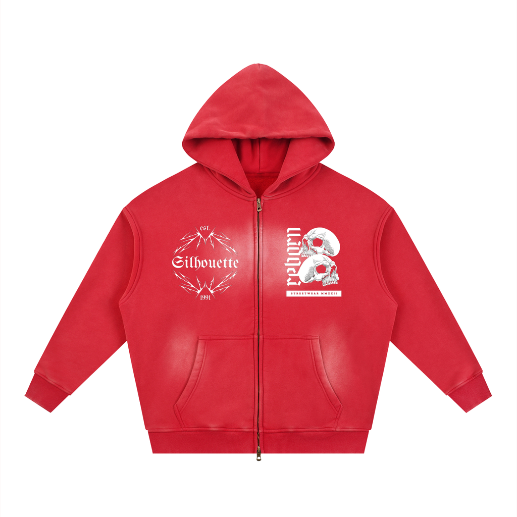 Illusion Sunfade Two-way Zipper Boxy Fleece Hoodie