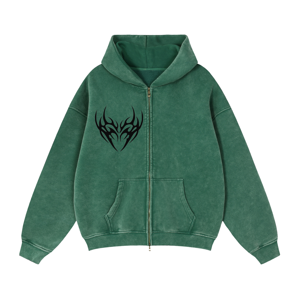 Zip-Through Boxy Fleece Hoodie