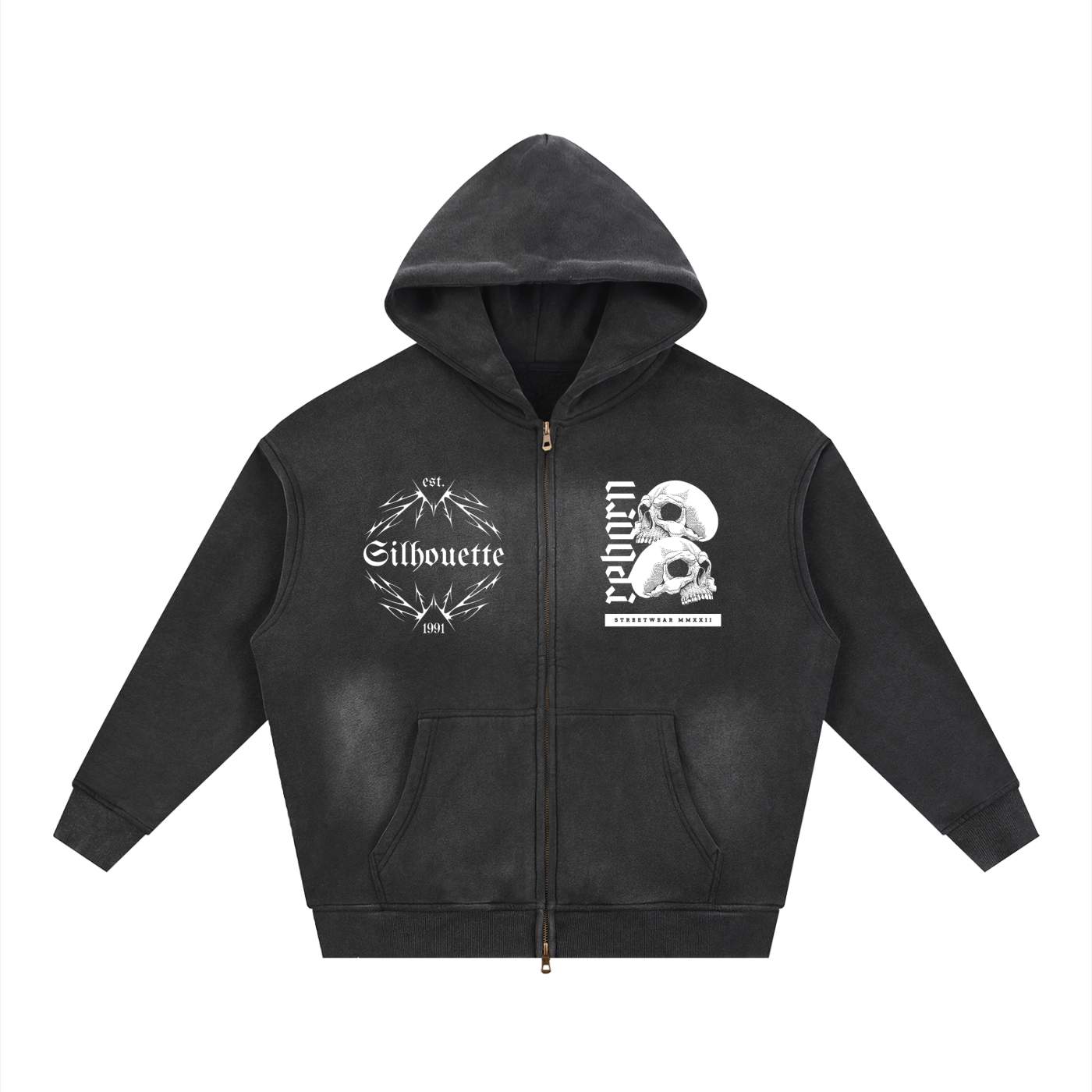Illusion Sunfade Two-way Zipper Boxy Fleece Hoodie