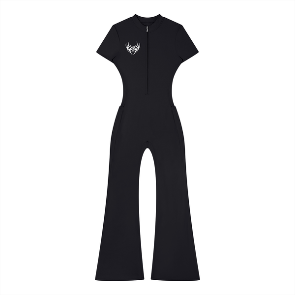 Women’s Tight Flared Leg Quarter-Zip Jumpsuit
