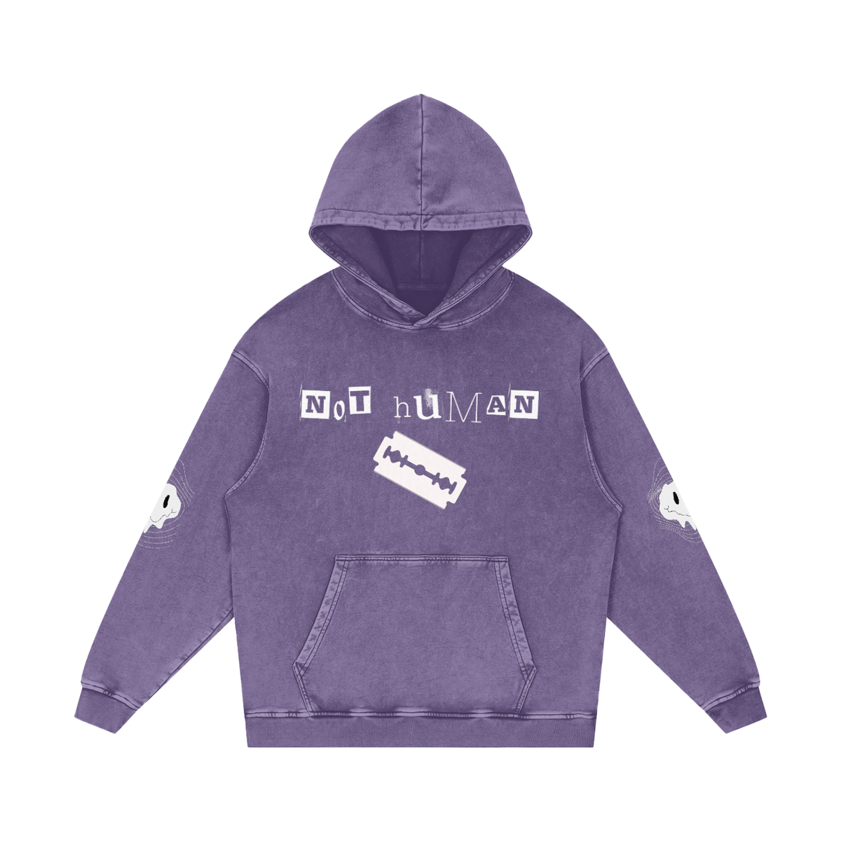 Not Human Snow Washed Loose Cotton Hoodie