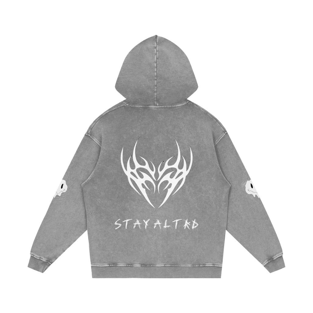 Not Human Snow Washed Loose Cotton Hoodie