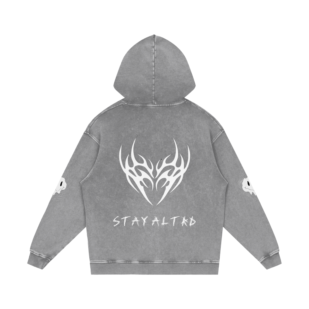 Not Human Snow Washed Loose Cotton Hoodie