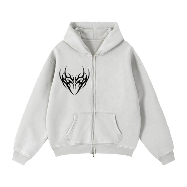 Wide Awake Zip-Through Boxy Fleece Hoodie