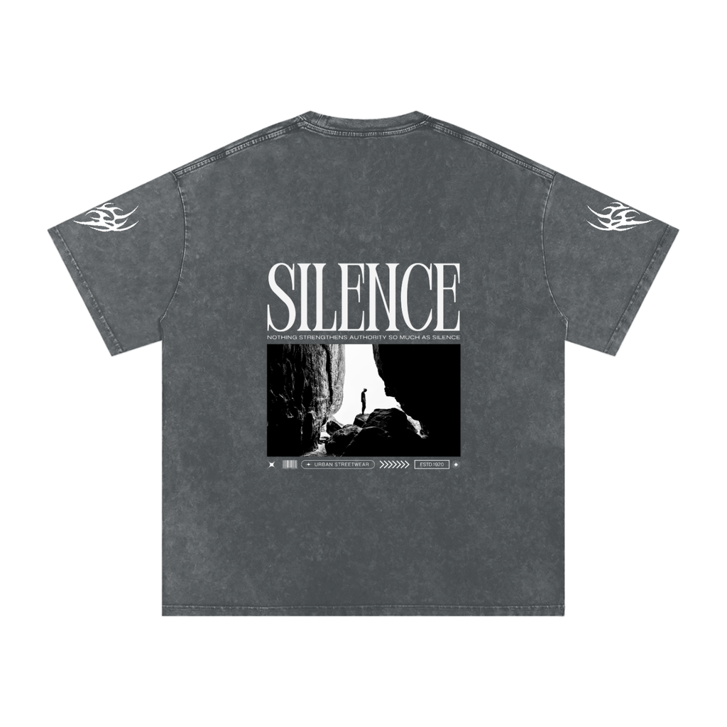 Silence Snow Washed Oversized Cotton T-Shirt