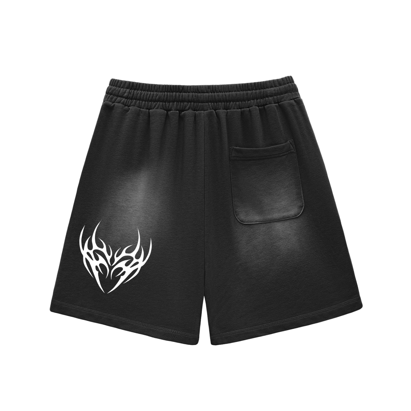Chaos Sun Fade Raw Edge Cotton Shorts