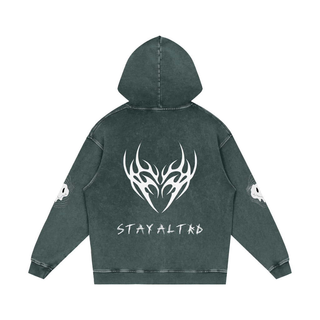Not Human Snow Washed Loose Cotton Hoodie