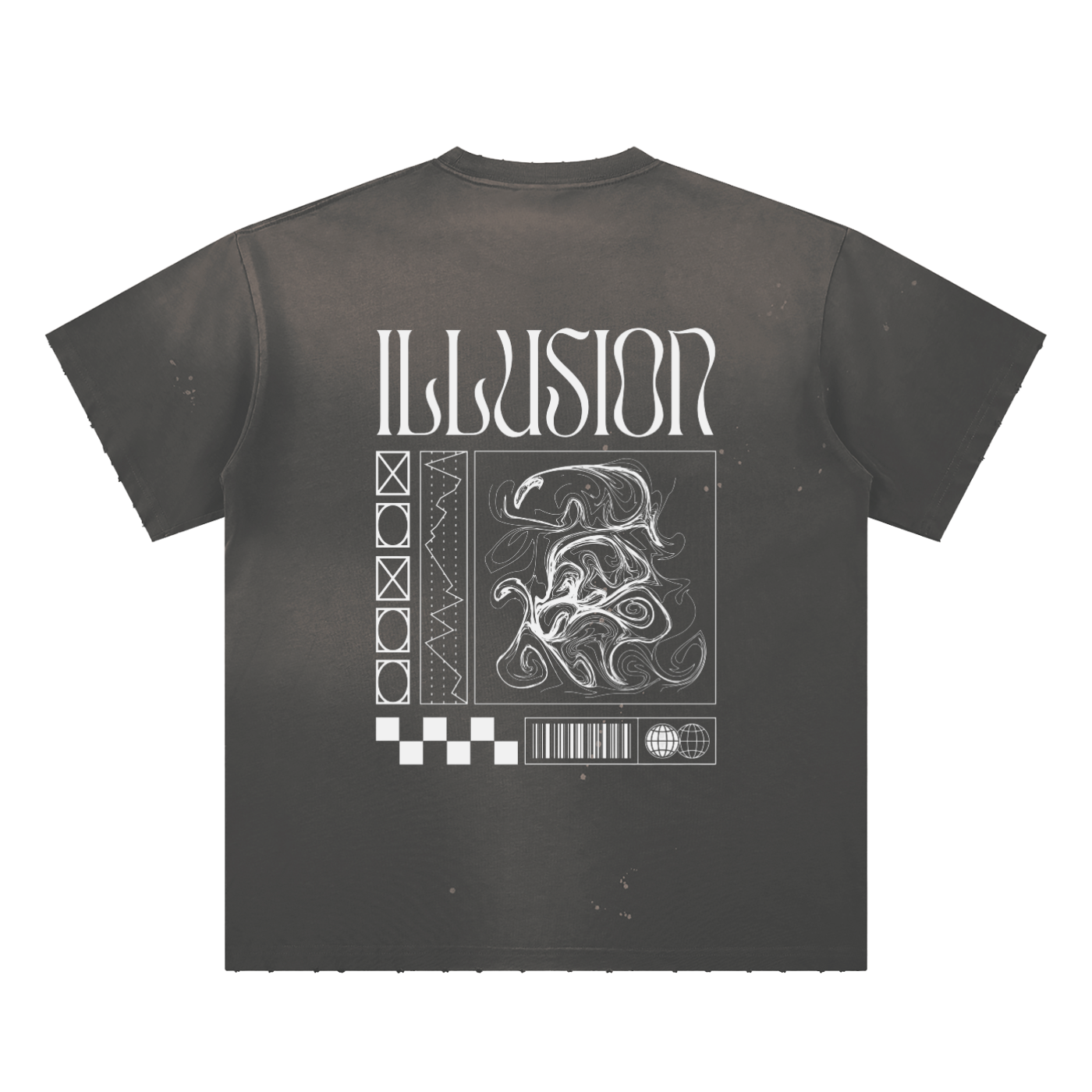 Illusion Hand-Frayed Sunfade Paint Splatter T-Shirt
