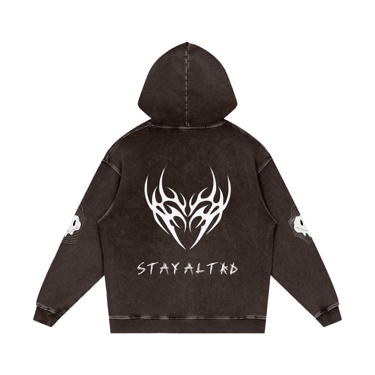 Not Human Snow Washed Loose Cotton Hoodie