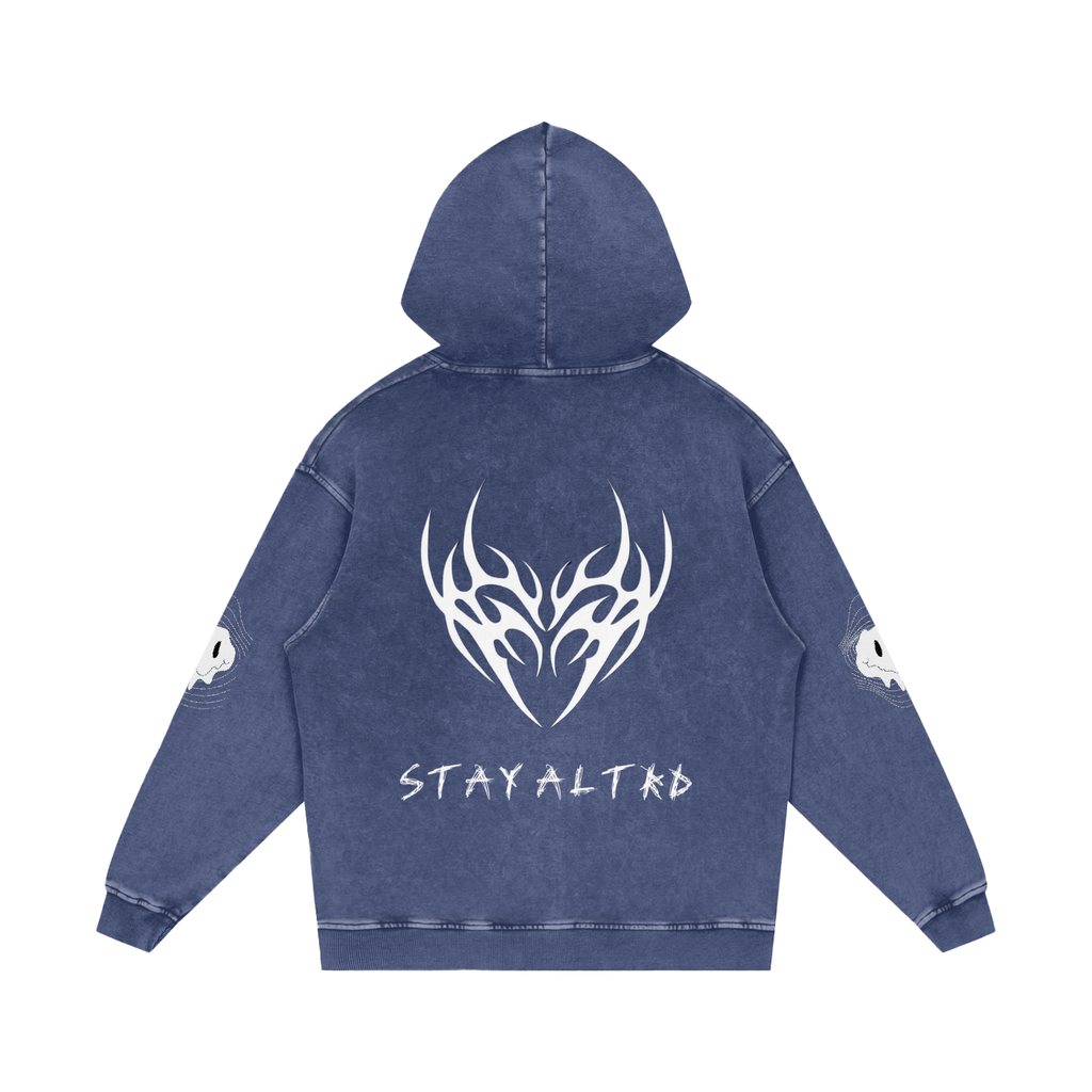 Not Human Snow Washed Loose Cotton Hoodie