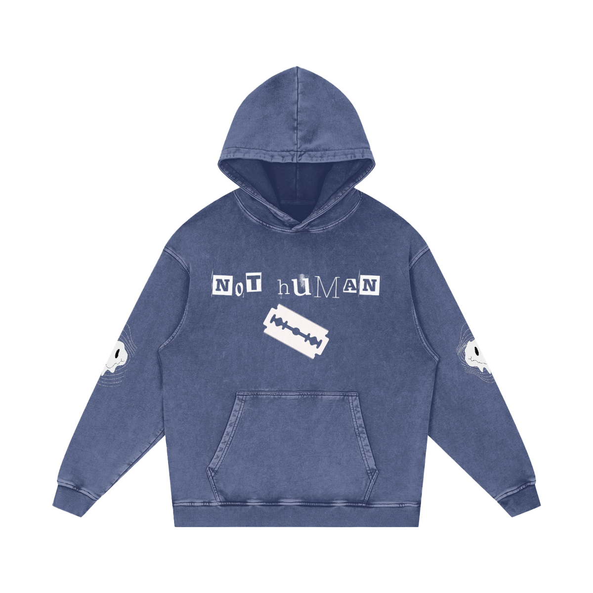 Not Human Snow Washed Loose Cotton Hoodie