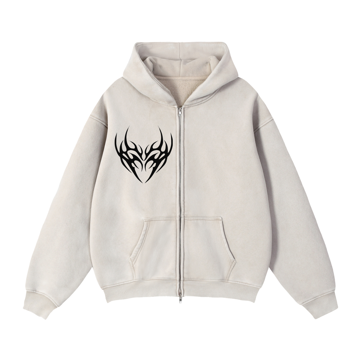 Wide Awake Zip-Through Boxy Fleece Hoodie