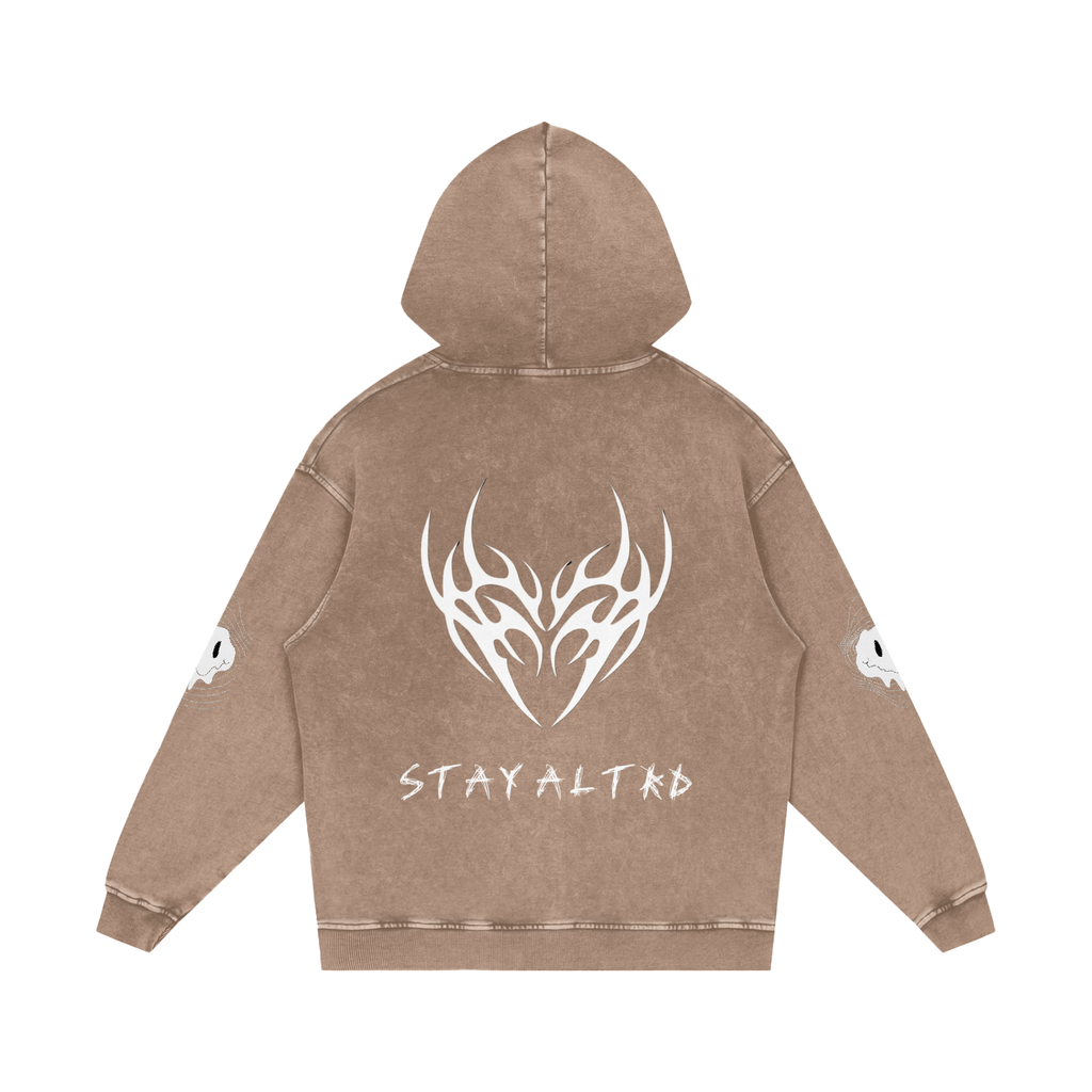Not Human Snow Washed Loose Cotton Hoodie