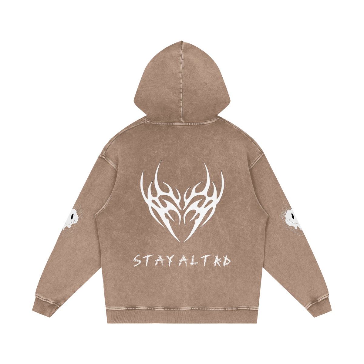 Not Human Snow Washed Loose Cotton Hoodie