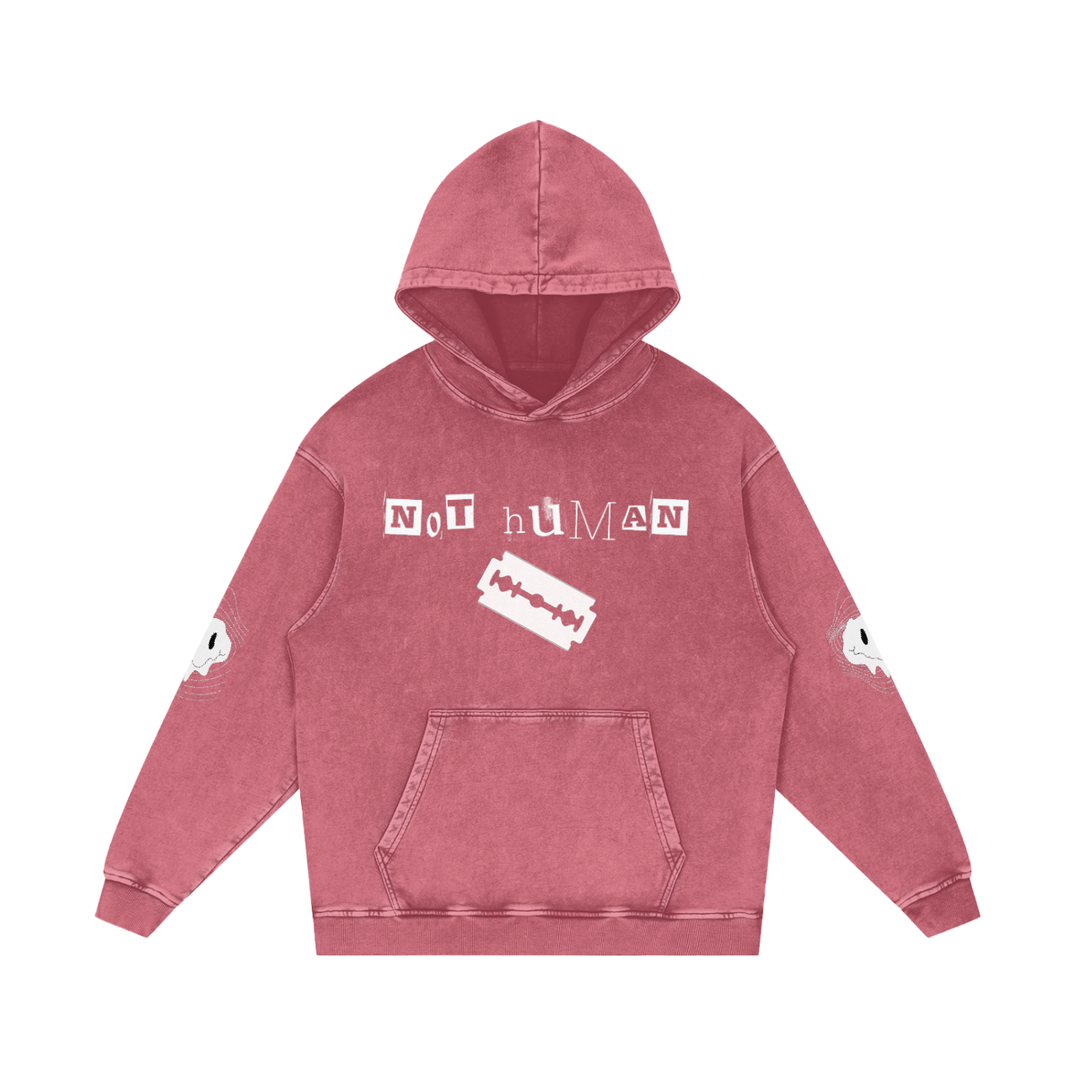 Not Human Snow Washed Loose Cotton Hoodie