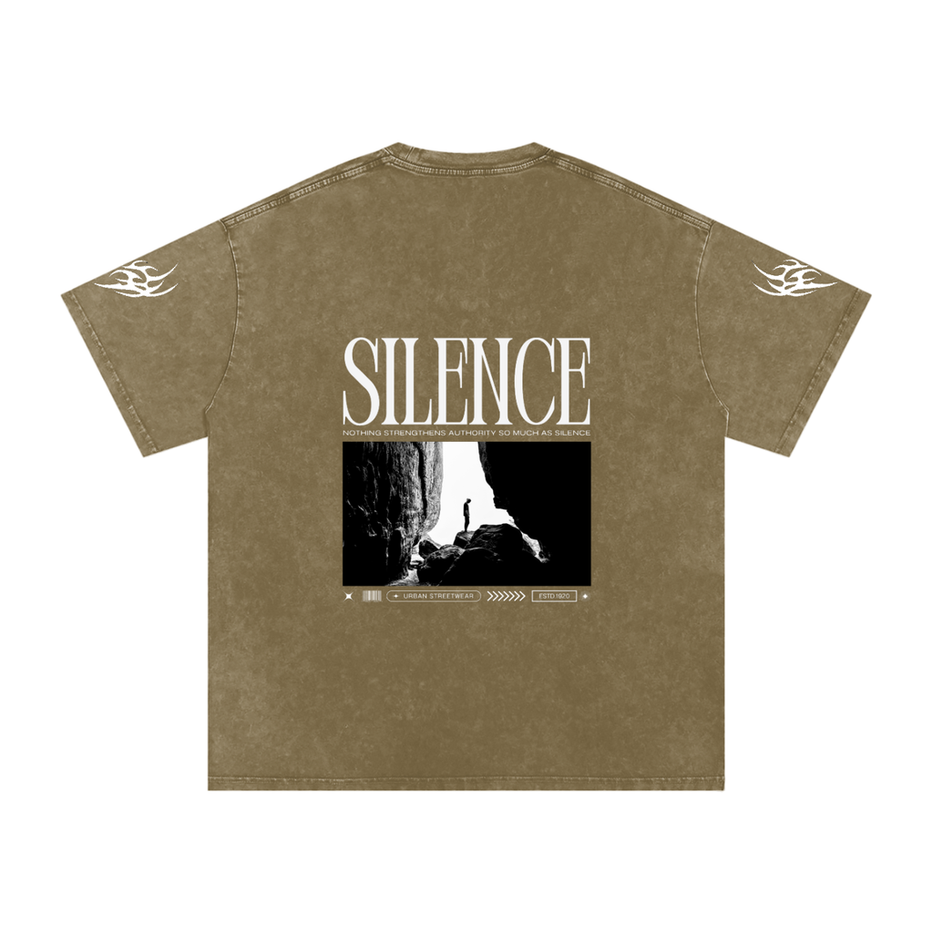Silence Snow Washed Oversized Cotton T-Shirt