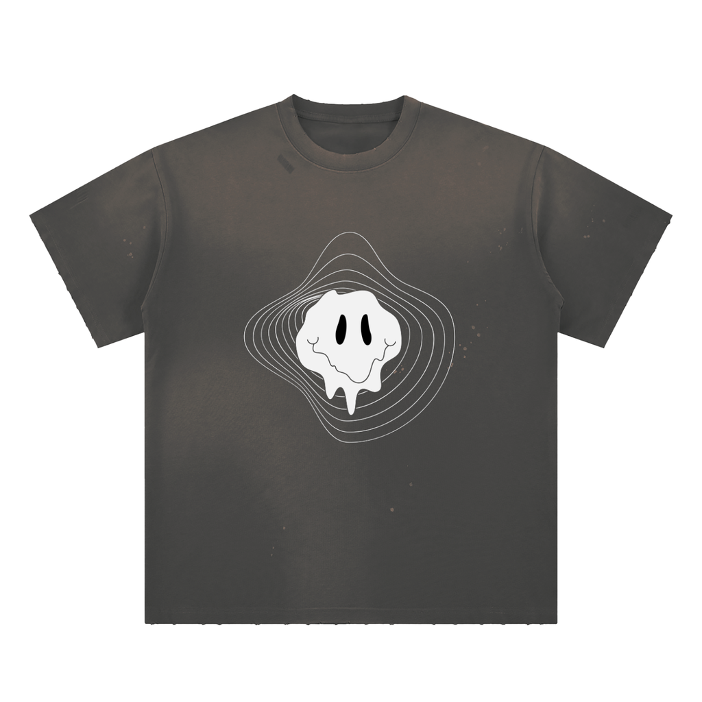 Illusion Hand-Frayed Sunfade Paint Splatter T-Shirt