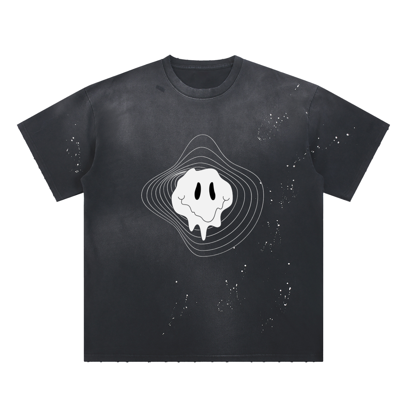 Illusion Hand-Frayed Sunfade Paint Splatter T-Shirt