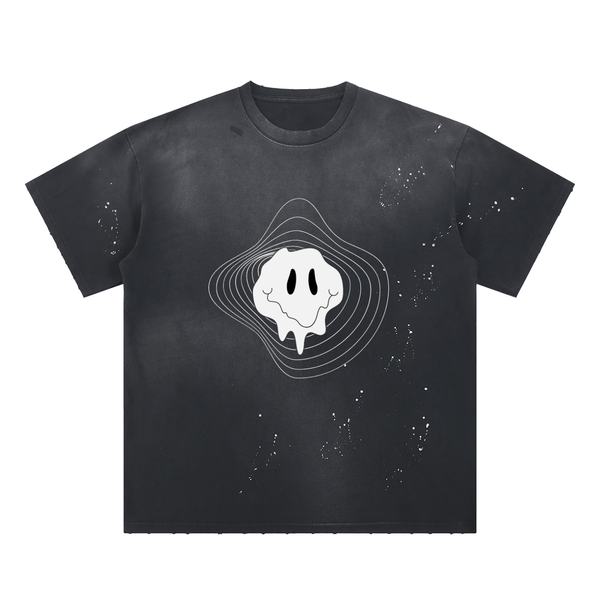 Illusion Hand-Frayed Sunfade Paint Splatter T-Shirt