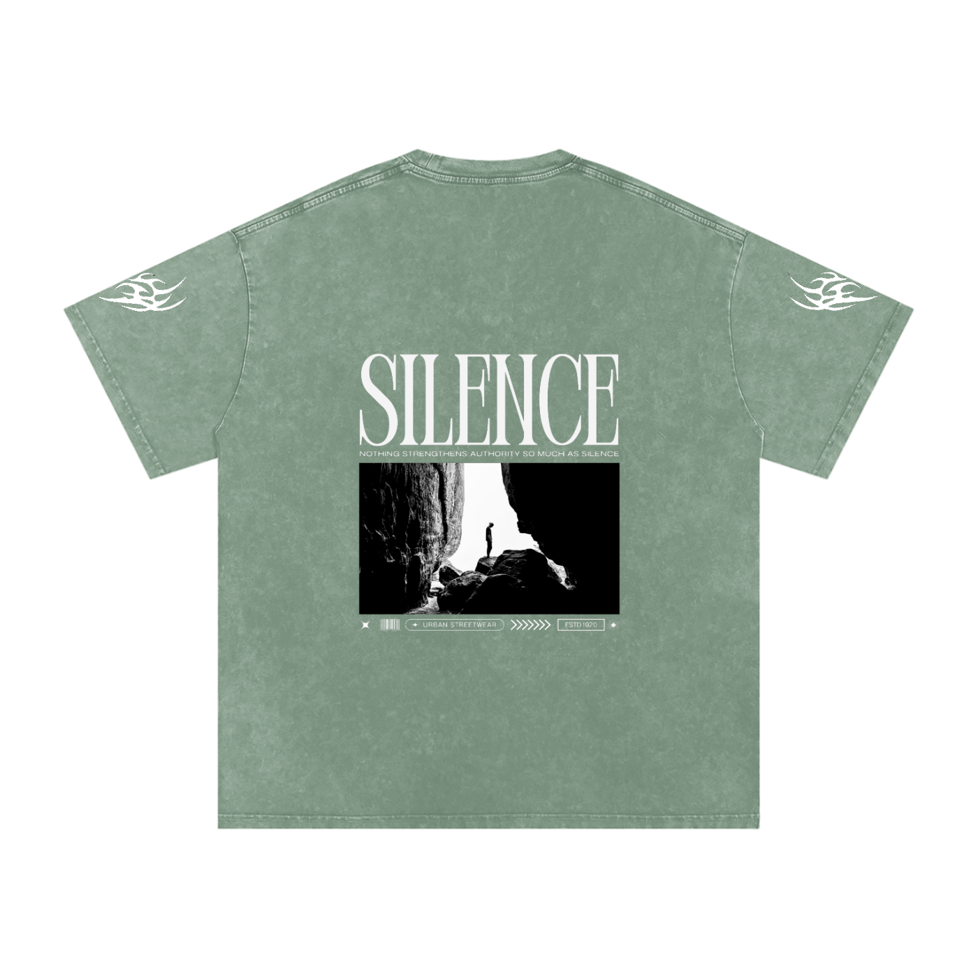 Silence Snow Washed Oversized Cotton T-Shirt